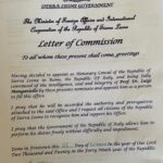 Lettere e Patenti a firma del Ministro degli Esteri del Governo della Sierra Leone